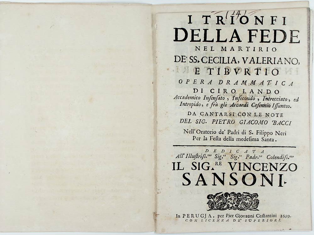 I trionfi della fede nel martirio de' SS. Cecilia, Valeriano, e Tiburtio